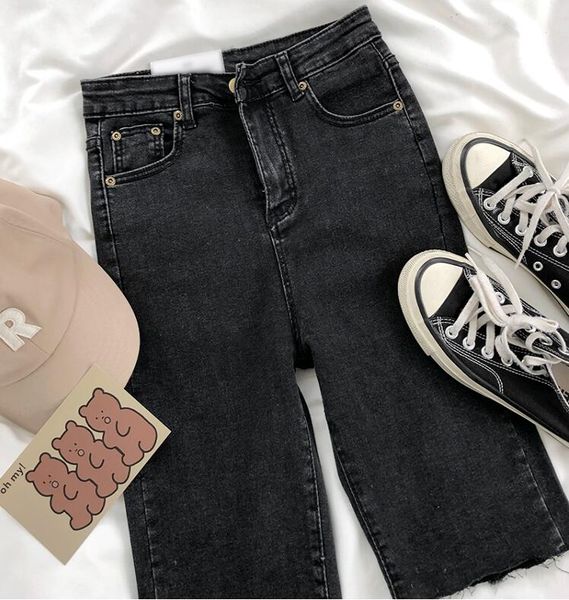 

эластичные тонкие черные джинсовые шорты с высокой талией, Blue