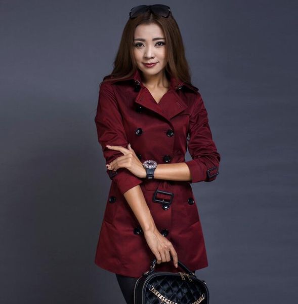 

european spring ladies double breasted trench coat for women casaco feminino female overcoat woman jaqueta feminina plus size, Tan;black