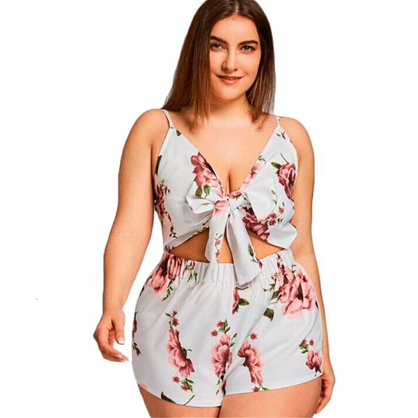 

plus size summer romper women boho summer playsuit backless bandage v neck holiday jumpsuit rompers shorts sleeveless women set, Black;white