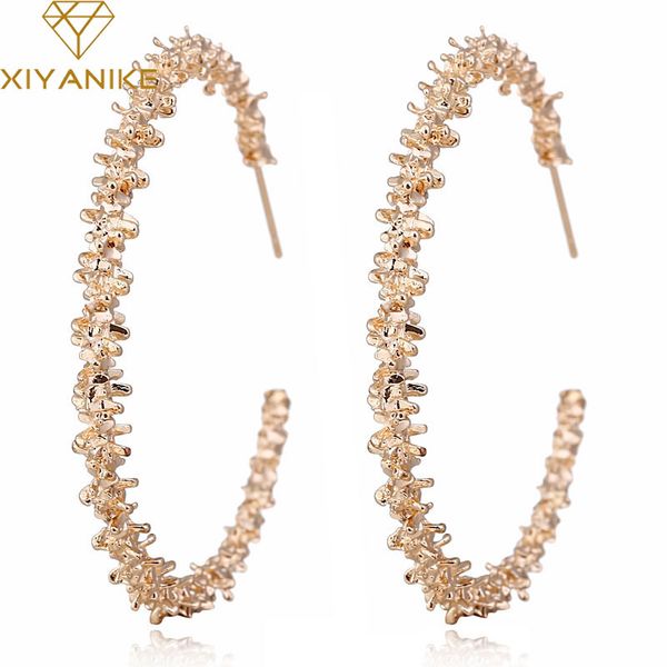 

xiyanike new vintage earrings for women gold round c geometric statement earring 2019 metal earring hanging fashion jewelry e22, Silver