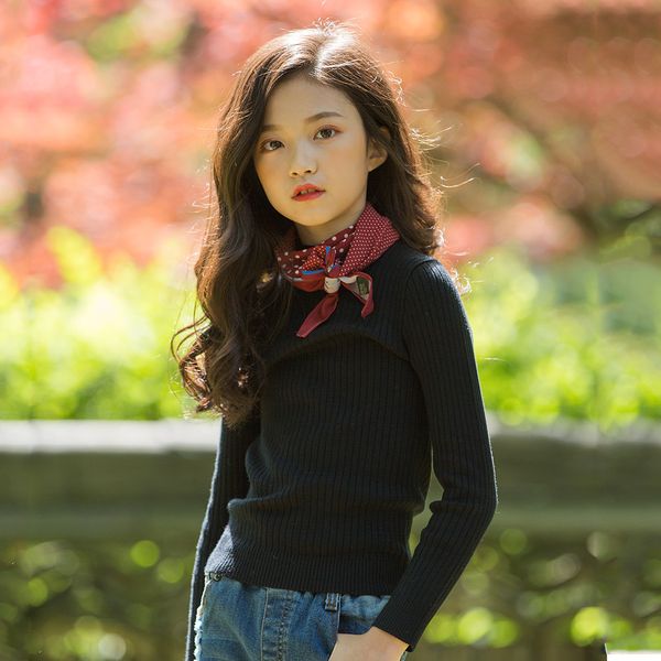 2018 Big Girls Sweaters New Style Girls Knit Bottoming Shirt Autumn And Winter Models Girls Warm Clothing Knitting Patterns Girls Sweaters Knitting