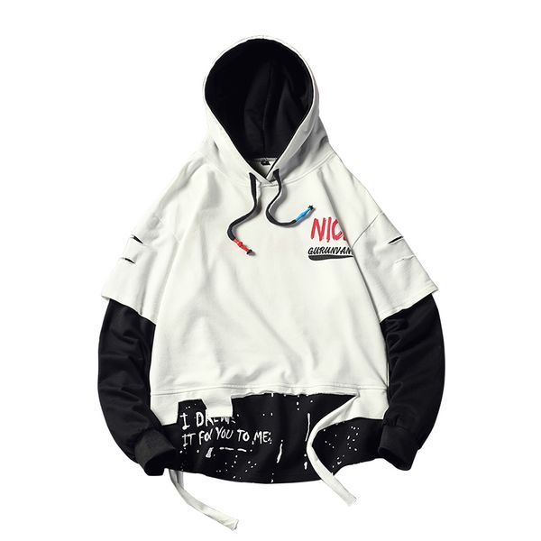 

henchiry sweatshirt men's hip hop women hoodies sweatshirt print men's patchwork hoodies long sleeve hooded pullover sweatshirts, Black