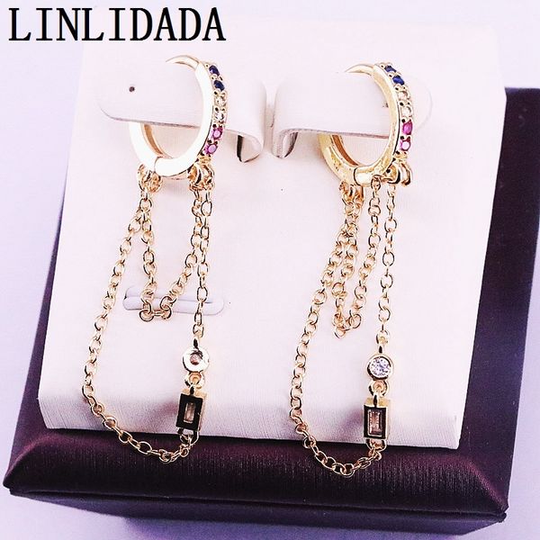 

5pair micro pave colorful cz fashion gold color female jewelry dangle earrings, Silver