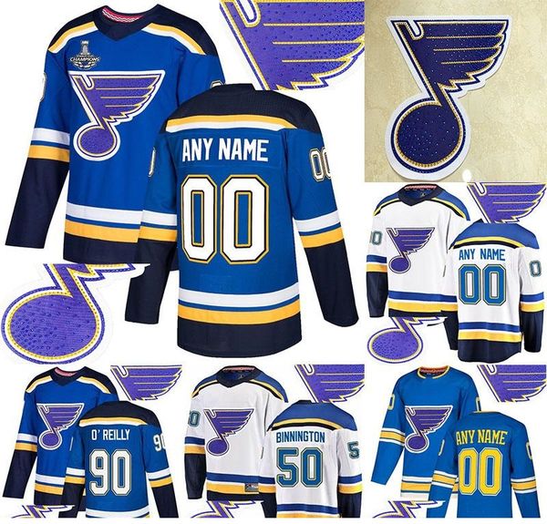 

2019 stanley cup champion jersey drilling 90 ryan o'reilly 91 vladimir 50 binnington any number any name hockey jersey, Black;red
