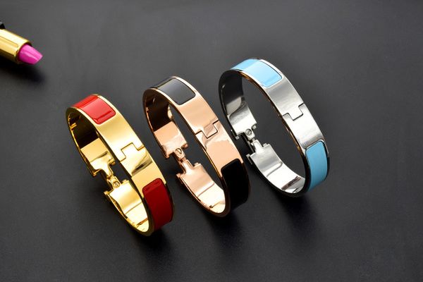 

316l titanium teel 12mm h letter bracelet gold hardware bangle women and men famou brand pul era fa hion jewelry, Black