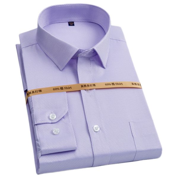 

2019 new 60% cotton long sleeve men business shirts casual social shirt male easycare fashion men clothes fillengudd, White;black