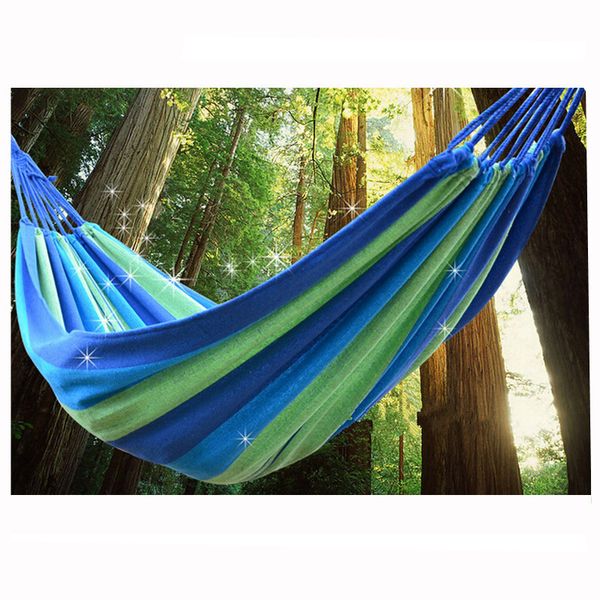 

double wide thick canvas hammock portable hammock outdoor outdoor camping garden swing hanging chair hangmat blue red