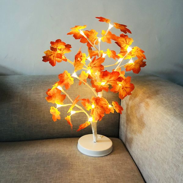 

24led maple leaf potted table lamp home bedroom night light maple leaf decoration decoration light string