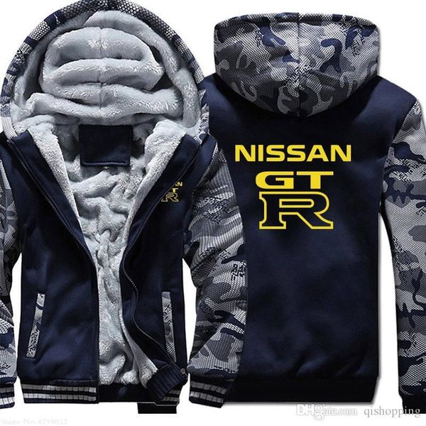 

nissan hoodie camouflage coat winter thicken fleece cotton coat cashmere hoodie zipper jacket warm sweatshirt sportswear us eu size, Blue;black