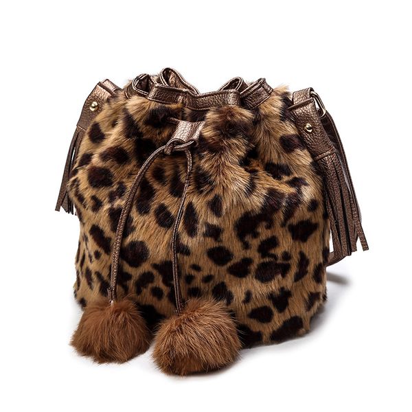 

2019 new fur bag fashion pump bucket bag wild plush handbag crossbody women