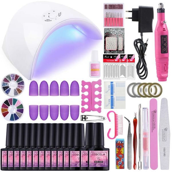 

coscelia nail lamp dryer machine nail set all for maniucre gel polish professional nail drill manicure for nails tools kit