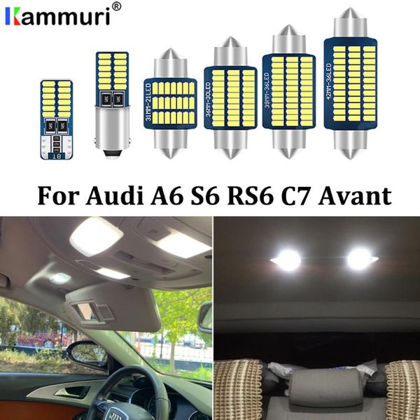 

kammuri 17pc no error interior dome + vanity mirror + trunk door glove led light kit for a6 s6 6 c7 avant wagon 2012