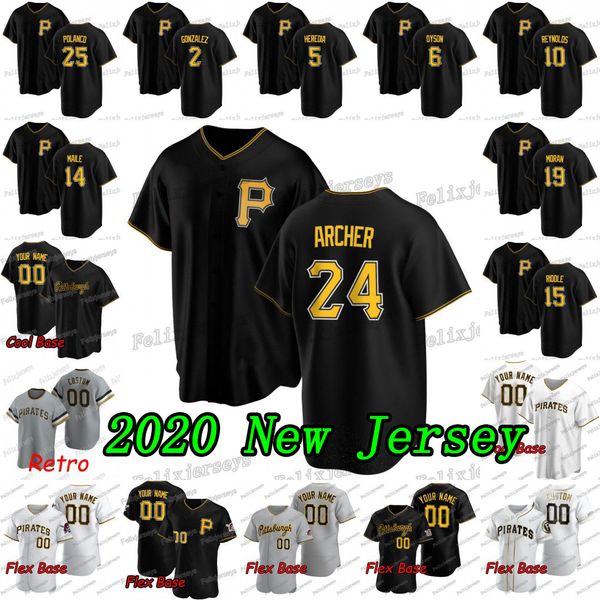 

24 chris archer 2020 gregory polanco mitch keller colin moran jt riddle luke maile bryan reynolds guillermo heredia erik gonzalez jersey, Blue;black