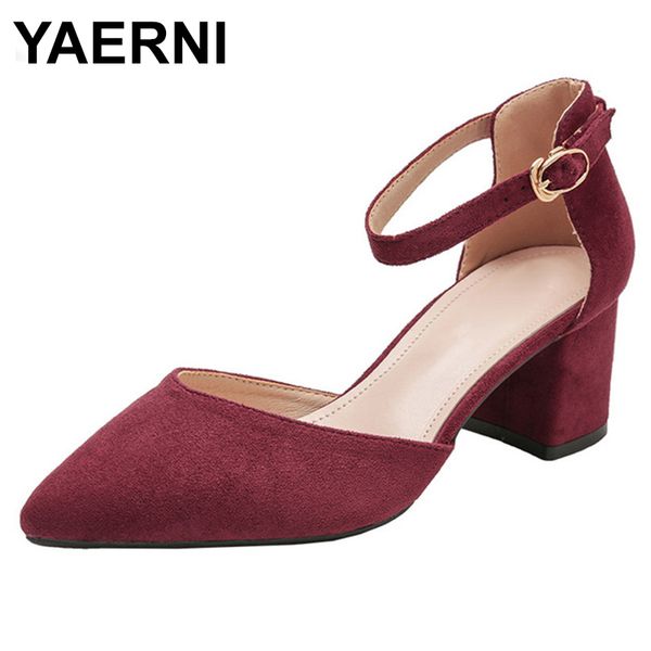 

yaerni women new baotou heel shoes woman thick heel with pointed toe pumps commuter career mary jane work shoes, Black