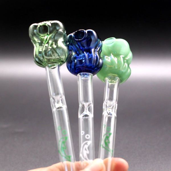 Jade Kohl Form Pyrex Glas Wasser Hand Rauchpfeifen 5 Zoll 3 Farbe Hochwertige Ölbrennerröhre
