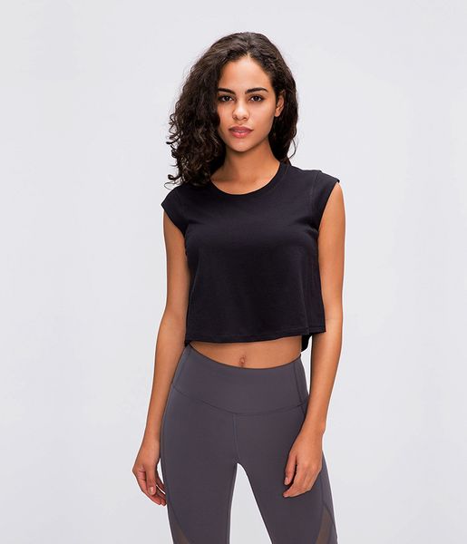 

2020 summer new lu-03 solid color small short-sleeved t-shirt female exposed navel wear casual shirt quick-drying breathable yoga clothes da, White;red
