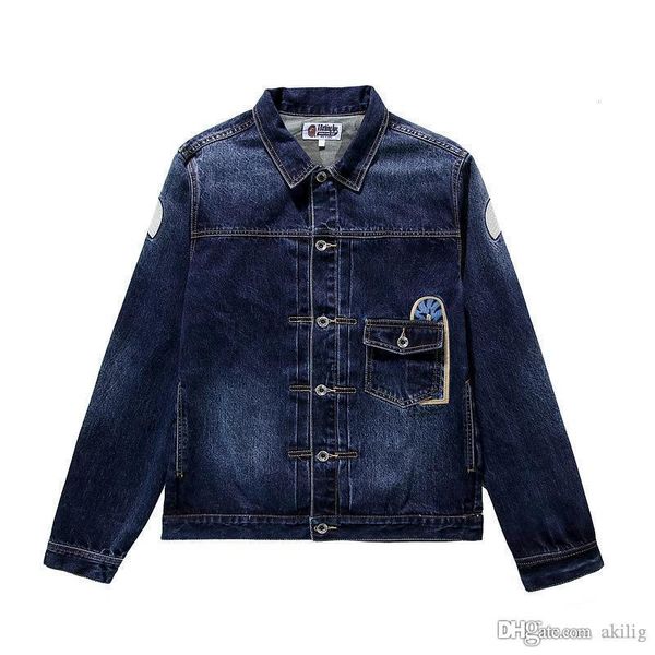 

2019 осень взрыв вышитые письма зубы pattern куртки мужские модные джинсовой куртки размер m-2xlmens дизайнер пальто, Black;brown