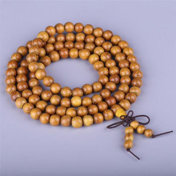 

wholesale 10pcs 6/8mm natural golden sandalwood hand beaded bracelet fancy 108 beads prayer mala yoga meditation diy jewelry, Black
