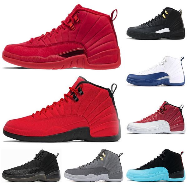 

nike air jordon 12 12s новое прибытие 12 12s мужчины баскетбольная обувь кроссовки черный белый плей-офф мастер тренажерный зал красный гамм, White;red