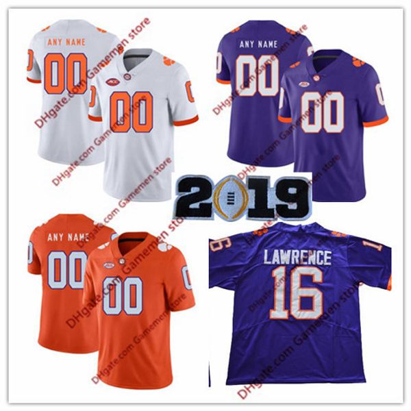 

Custom Men's Clemson Tigers College Football white purple orange Personalized Stitched Name Number embroidery Jerseys S-3XL