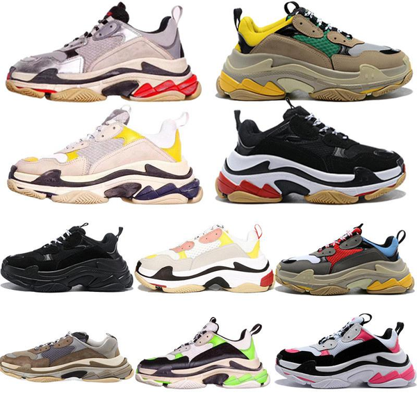 

17fw triple-s walking shoe luxury dad shoes chaussures femme balanciaga designer sneakers for men women vintage old grandpa shoes #02c5cf#, Black