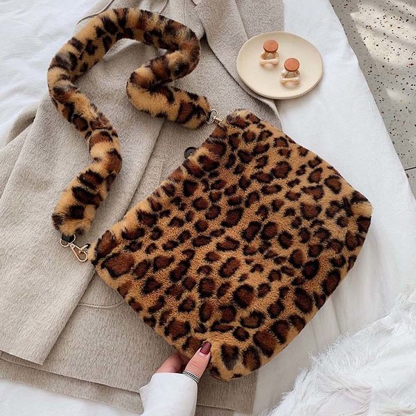 

искусственный мех crossbody сумки для женщин 2019 зима leopard плечо сумки lady warm сумка девушка рождественского подарок