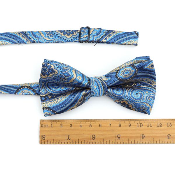 

3pcs tie set men bowtie and handkerchief necktie 6cm paisley camouflage polyester ties for business wedding party, Black;blue