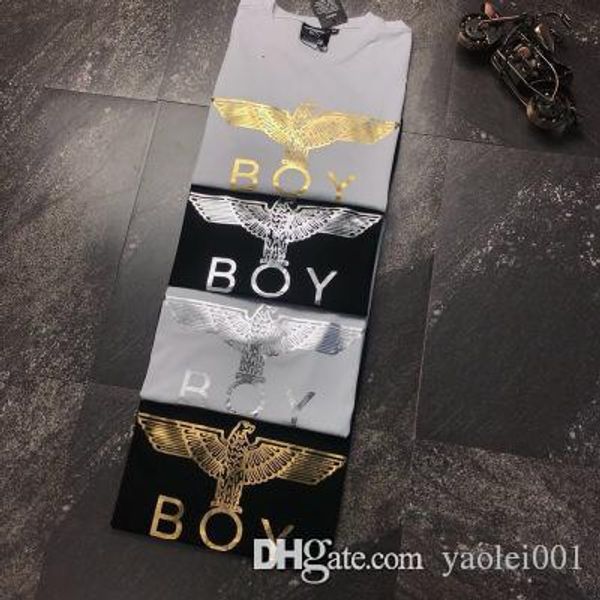 

summer boy short-sleeved t-shirt men and women couple classic print big eagle cotton loose large size half-sleeved shirt tide, White