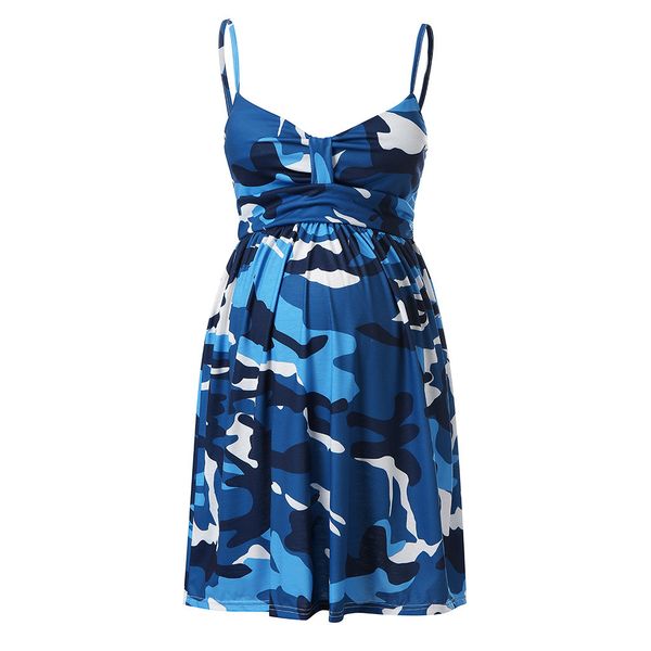 

2019 summer pregnant women sleeveles dress clothes womens pregnancy maternity camouflage v neck sleeveles dress clothing, White