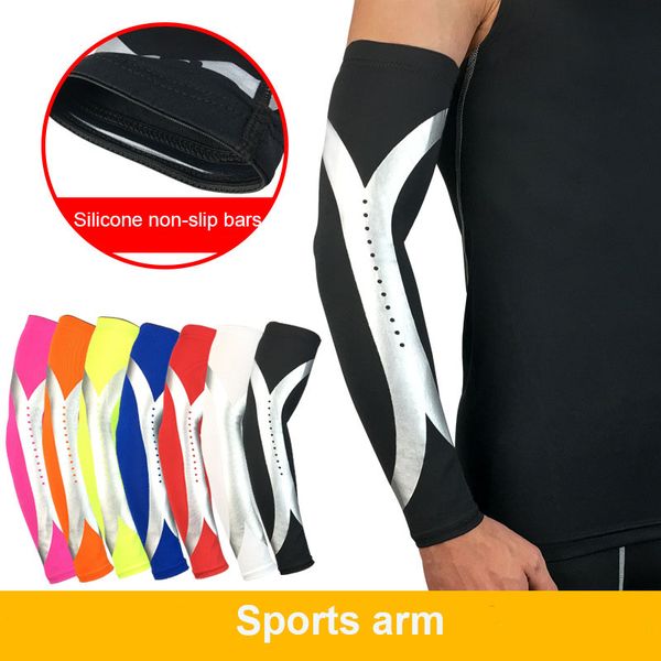 

1pcs elastic breathale quick dry sports safety elbow arm warmers pad cycling basketball long arm sleeve elbow support protector, Black;gray