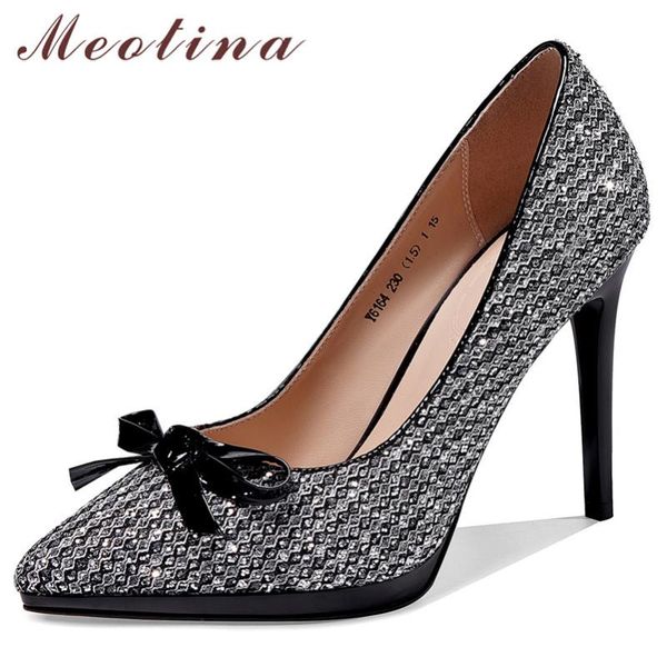 

meotina high heels women pumps luxury bow stiletto high heels party shoes mixed colors pointed toe shoes female size 33-39, Black