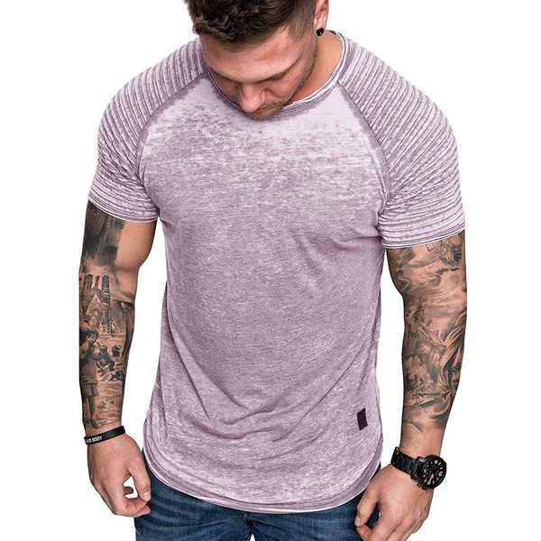 

jaycosin blouses summer men's casual shirts pleats slim fit raglan short sleeve pattern blouse men's clothes pink is no 420, White;black
