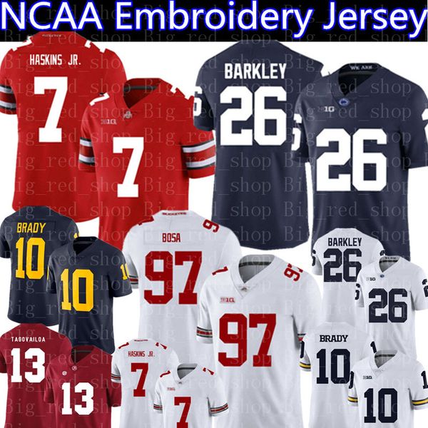 

Ohio State Buckeyes 7 Haskins Jr Penn State Nittany Lions 26 Barkley Alabama Crimson Tide 13 Tagovailoa Michigan Wolverines NCAA Jerseys