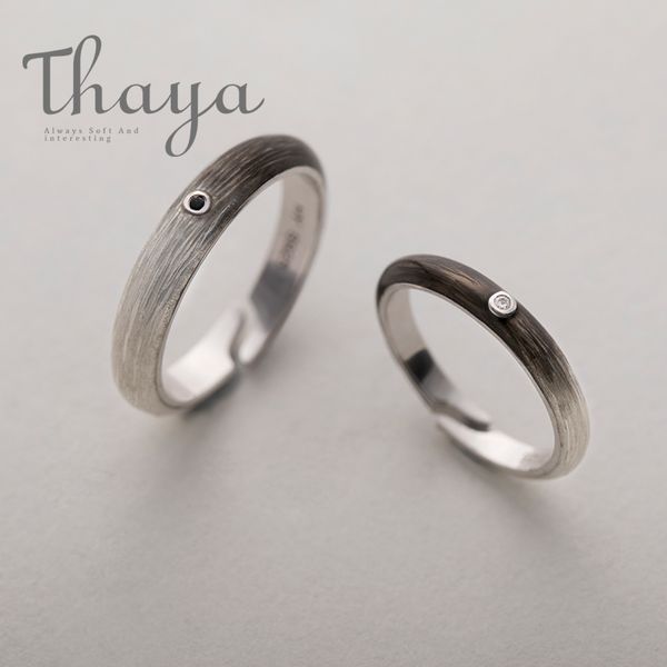 

thaya black to white gradient rings customized engraved texts signature s925 silver ring for women promise love jewelry, Slivery;golden