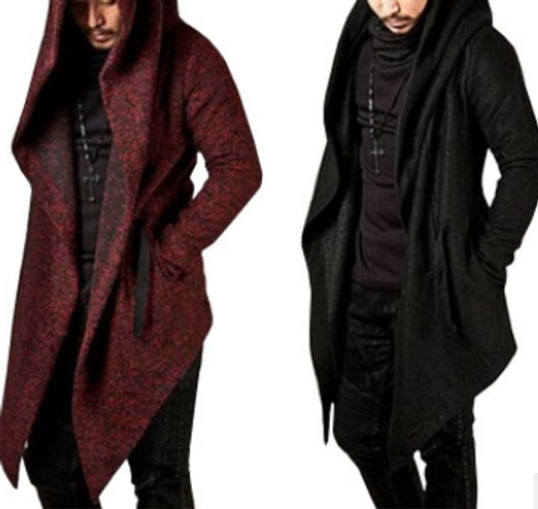 

nibesser cardigan sweatshirts men fashion solid hip hop hoodie sweatshirt 2018 casual long sleeve cloak streetwear jacket coat, Black