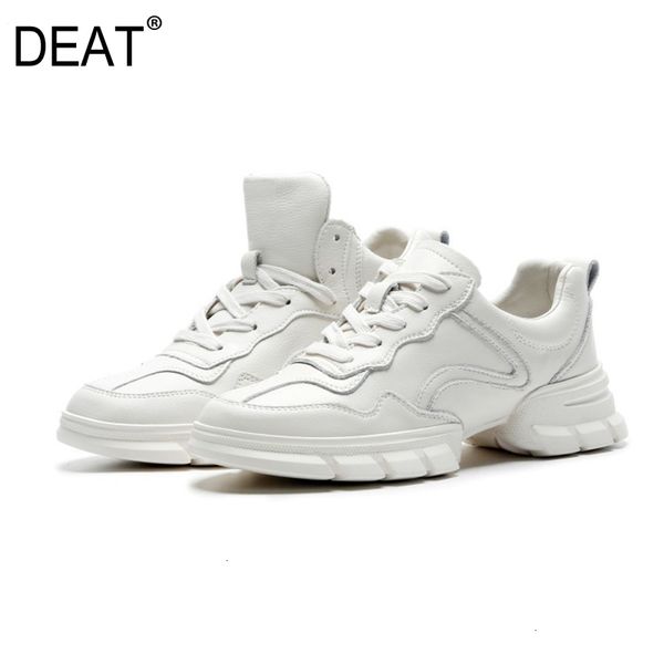

deat] 2019 round toe bandage casual sport pu leather single shoes high heels shoes women new autumn winter fashion tide 10e745, Black