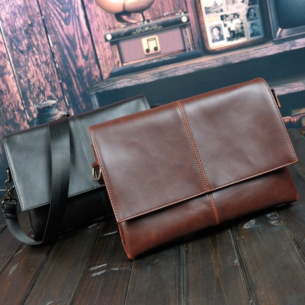 

crazy horse leather men's bag retro men's three-layer bag slung casual shoulder