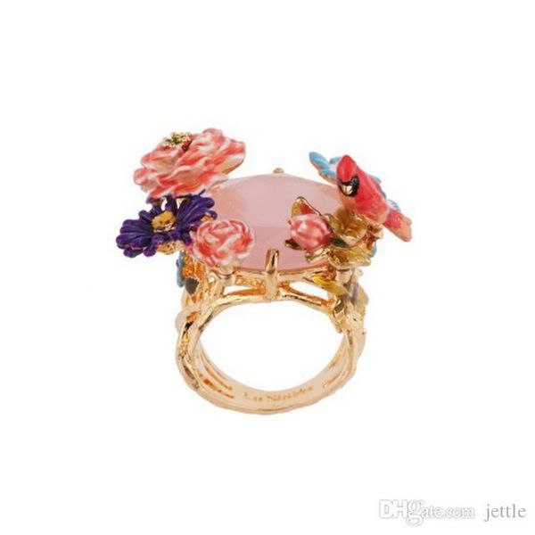 

luxury parrot roses gem ring for women noble elegant party rings brand jewelry good quality size 5 6 7 8, Slivery;golden