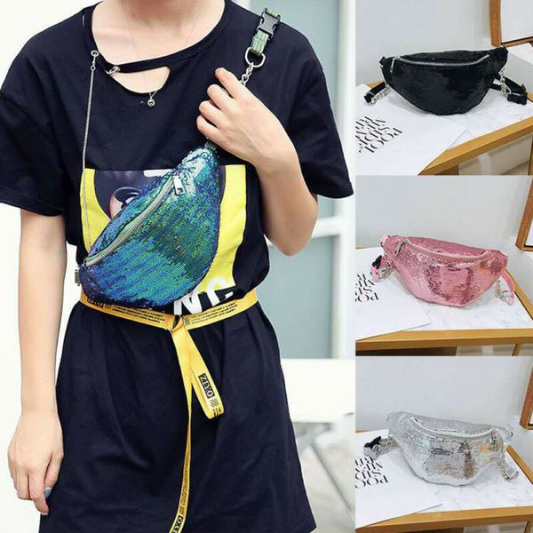 

women glitter travel waist fanny pack bum bag money belt wallet key card pouch