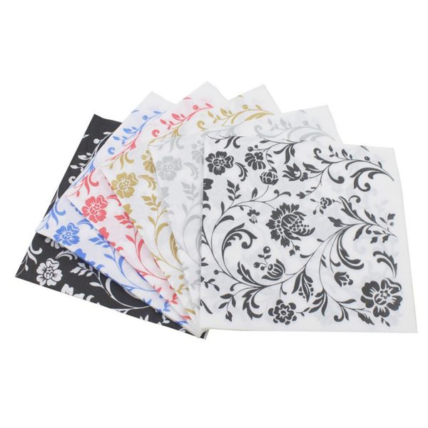 

color printed black background white flower pattern original wood pulp napkin portable home kitchen textile finished supplies