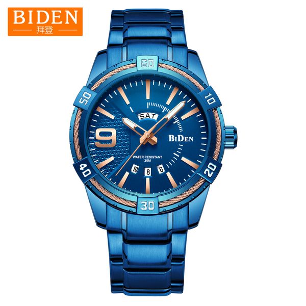 

watch men cool blue series biden fashion sport quartz clock mens watches waterproof watch relogio masculino, Slivery;brown