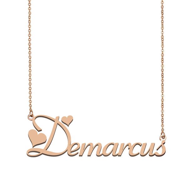 

demarcus name necklace pendant for women girls birthday gift custom nameplate kids friends jewelry 18k gold plated stainless steel, Silver
