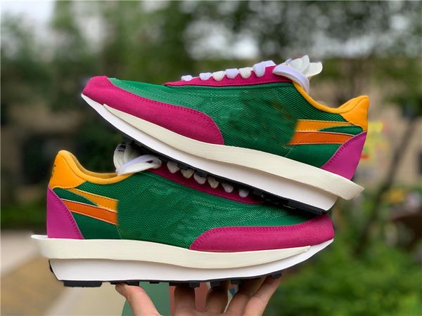 

2019 Выпуск Аутентичные Sacai x LDV Вафельные Ldwaffle Розовый Зеленый Мужчины Баскетбол Об