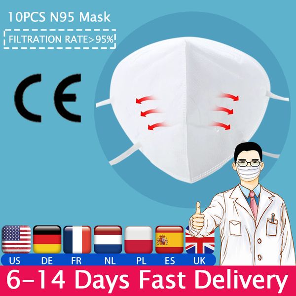 

fast shipping 10pcs disposable mask mouth face mask n95 95% filtraion cotton masks anti-dust 3-layer filtration against droplet