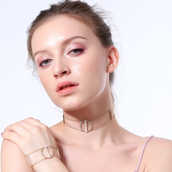 

bob igiulai brand romantic elegant chokers necklaces jewelry women synthesis pearl chains necklaces gold alloy accessories, Silver