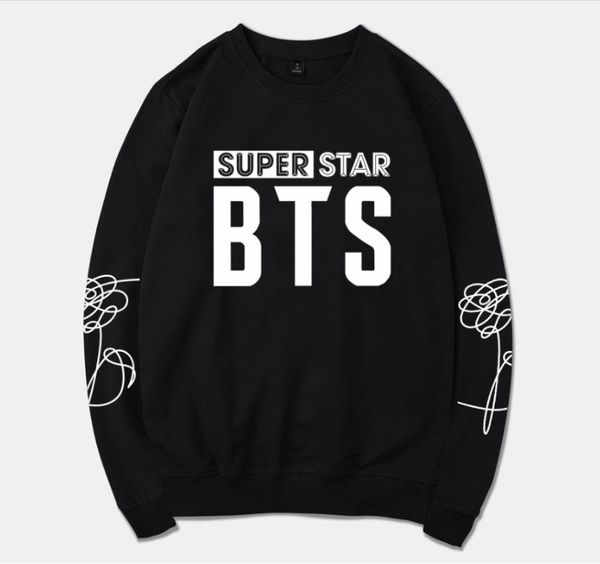 

harajuku kpop bts-super star spring warm hoodies sweatshirt men/women tracksuit anime hoodie clothes plus size, Black