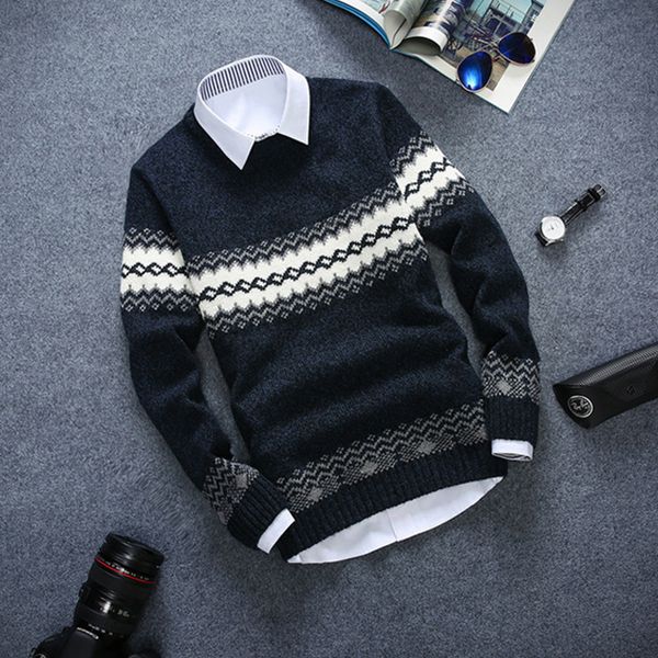 

new kind of thickened men's little diamond sweater, shaping style, fashion, youth pullovers, long sleeve mens swaters 2019, White;black