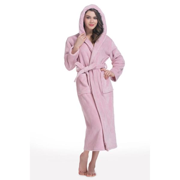 

lavenderi женский шерстяной халат длинный халат с крышкой, Black;red