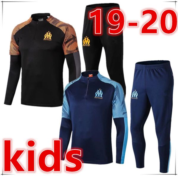 

19 20 marseille 2019 2020 marseille kids soccer tracksuit survÃªtement de football training suit jogging chandal futbol, Black
