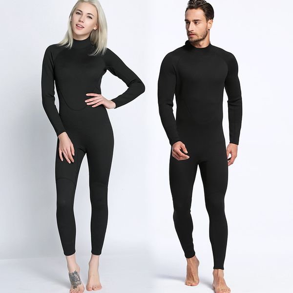 

2mm men women diving suits full black long sleeve trousers one-piece warm waterproof surfing clothes swimming suit